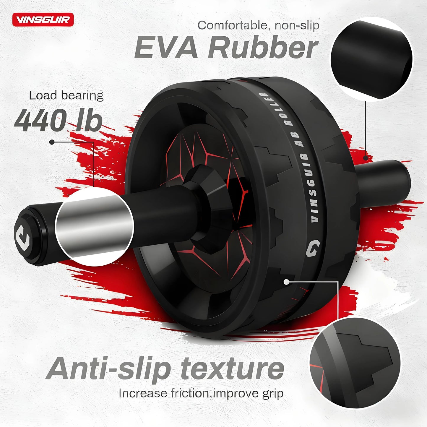 Ab Roller Wheel - Home Gym Core Workout Equipment with Knee Pad, Full-Body Strength Training Abdominal Wheel