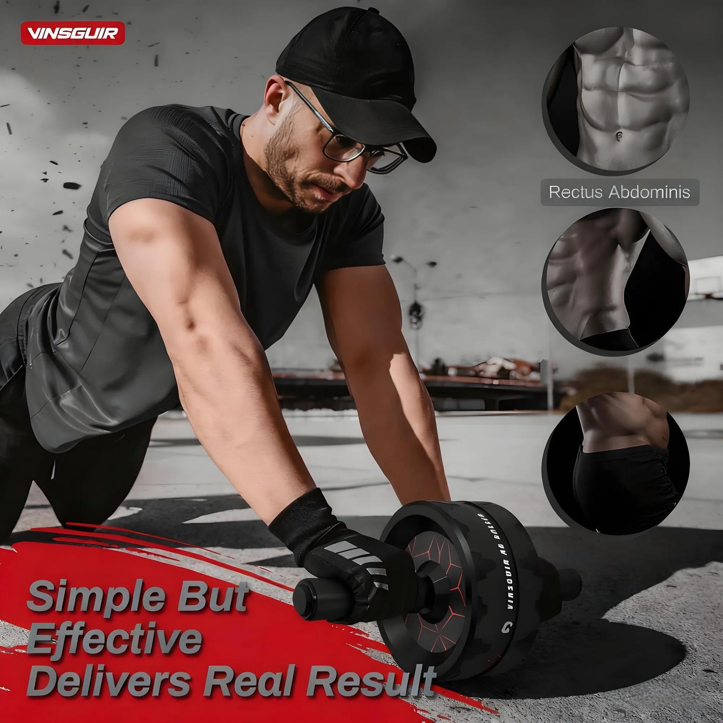 Ab Roller Wheel - Home Gym Core Workout Equipment with Knee Pad, Full-Body Strength Training Abdominal Wheel