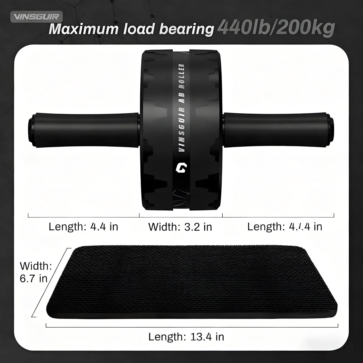 Ab Roller Wheel - Home Gym Core Workout Equipment with Knee Pad, Full-Body Strength Training Abdominal Wheel