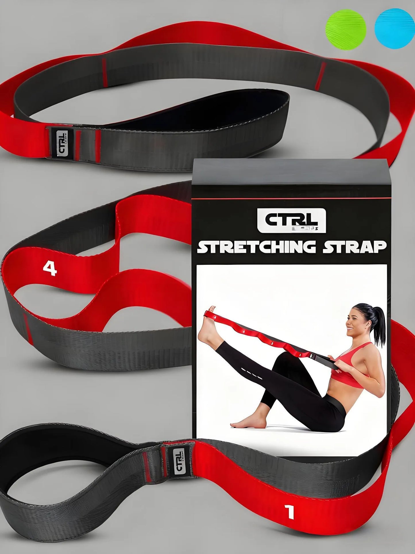 Stretching Strap with Loops - Non-Elastic Stretch Band for Physical Therapy, Yoga Stretching Equipment, Exercise Band for Flexibility, Fascia & Hamstring & Leg Stretcher Belt