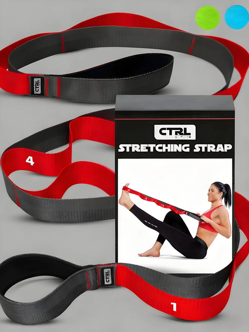 Stretching Strap with Loops - Non-Elastic Stretch Band for Physical Therapy, Yoga Stretching Equipment, Exercise Band for Flexibility, Fascia & Hamstring & Leg Stretcher Belt