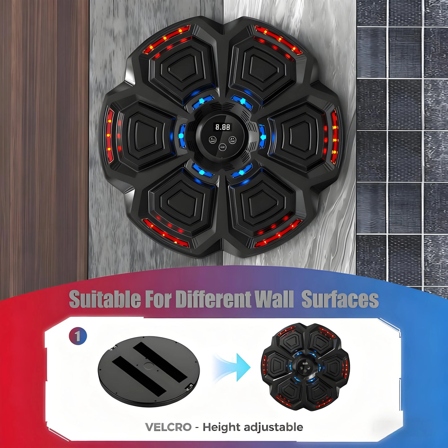 Music Boxing Machine for Adults, Bluetooth Smart Boxing Trainer, Wall-Mounted Punching Target for Kids, Reflex Training Equipment Suitable for Home, Office & Gym, Fun Fitness Gear