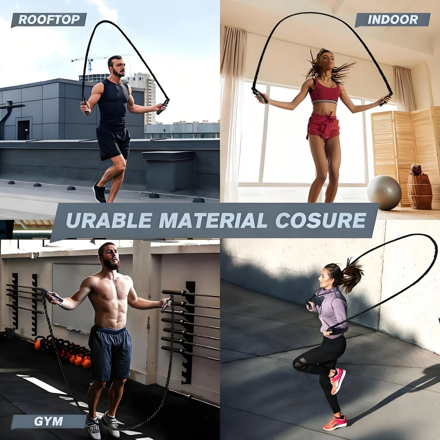 Weighted Jump Rope for Men & Women, 2.8lb/3.8lb/5lb Heavy Skipping Rope, Home Workout Jumprope for Adults, Total Body Exercise Equipment for Strength Building & Muscle Toning