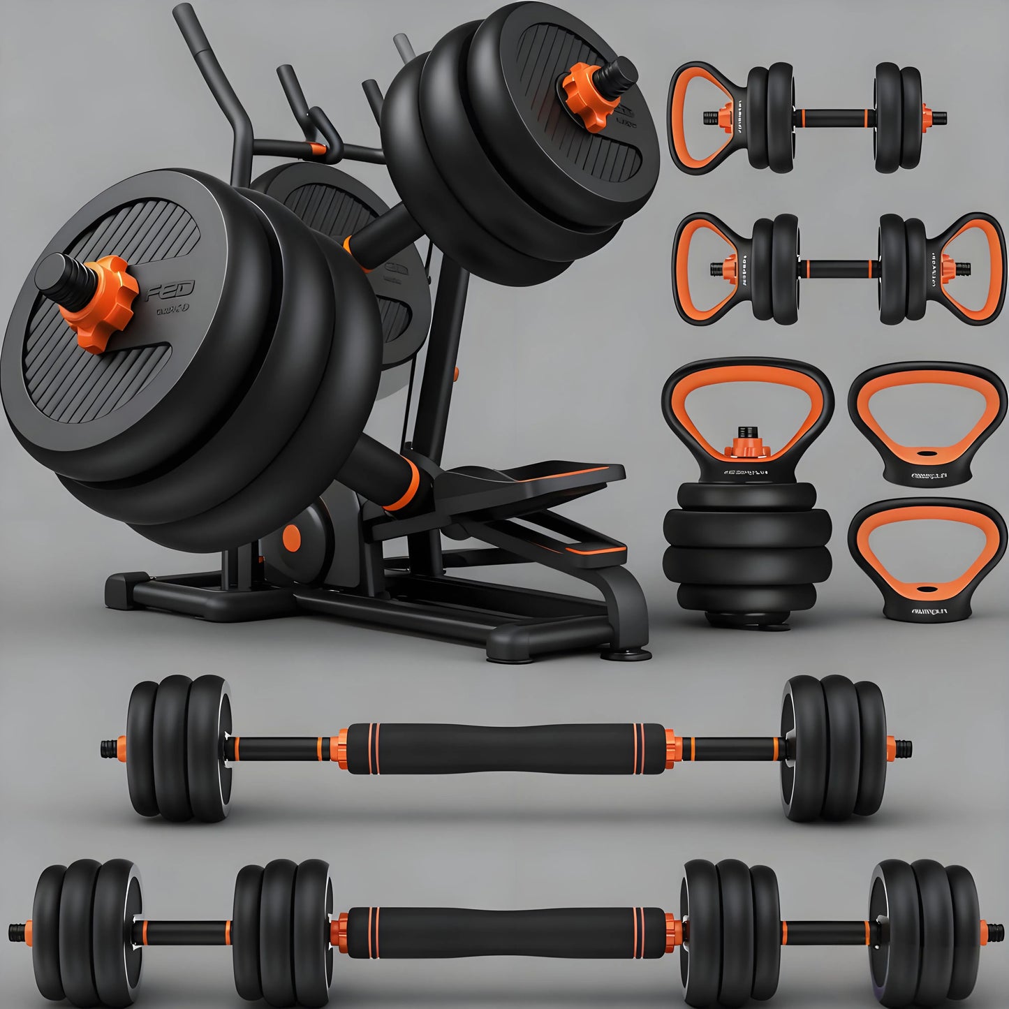 45lbs Connectable Dumbbell Set, 5-in-1 Multifunctional Fitness Equipment - Can Be Used as Barbell, Kettlebell, Push-up Stand, Weight Plate, Suitable for Home Gym, Unisex