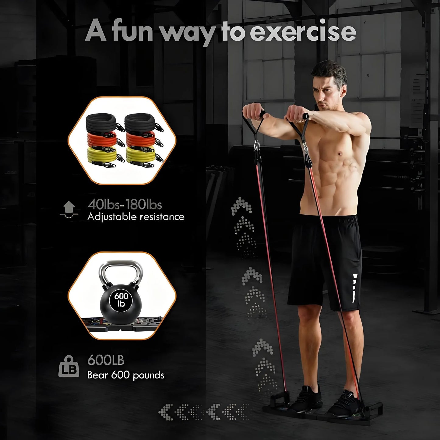 Portable Home Gym Push Up Board Kit - 20pcs Fitness Accessories with Pilates Bar, Resistance Bands & Ab Roller Wheel, Full Body Workout Equipment for Home Use