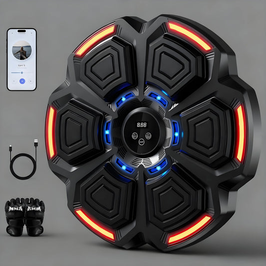 Music Boxing Machine for Adults, Bluetooth Smart Boxing Trainer, Wall-Mounted Punching Target for Kids, Reflex Training Equipment Suitable for Home, Office & Gym, Fun Fitness Gear