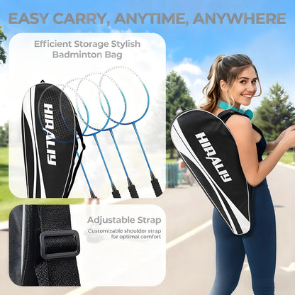 Backyard Badminton Racket Set, Lightweight 2/4 Rackets Kit with Shuttlecocks & Carrying Bag, Outdoor Game for Adults, Families, Kids & Beginners