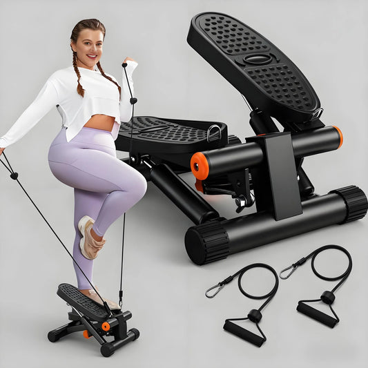 Exercise Stepper, Stair Stepper with Resistance Bands, Mini Hydraulic Fitness Stepper 300LBS Loading Capacity with LCD Monitor