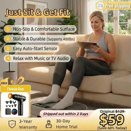 Ultra-Slim Vibration Plate for Effortless Weight Loss & Circulation - Includes Free Massage Gun