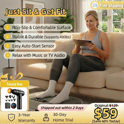 Ultra-Slim Vibration Plate for Effortless Weight Loss & Circulation - Includes Free Massage Gun