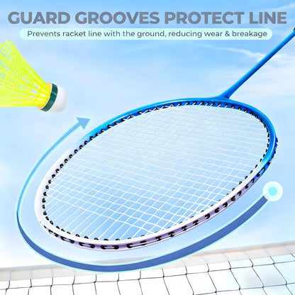 Backyard Badminton Racket Set, Lightweight 2/4 Rackets Kit with Shuttlecocks & Carrying Bag, Outdoor Game for Adults, Families, Kids & Beginners